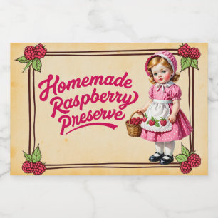 Selbstgemachte Himbeerkonfitüre - Vintage Lebensmitteletikett