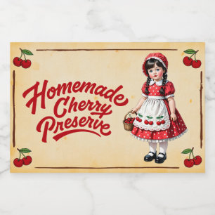 Selbstgemachte Kirschkonserve - Vintage Lebensmitteletikett