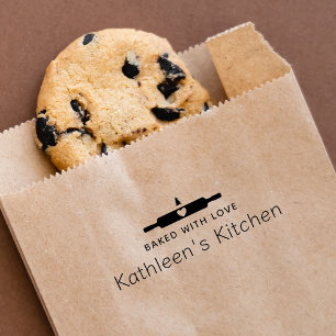 Selbstgemachte mit Liebe gebackene Nudelholz Gummistempel