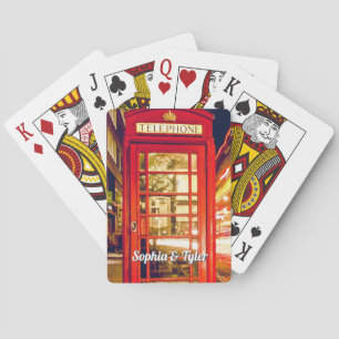 Selbstgemachte Namen auf britischer roter Telefonz Spielkarten