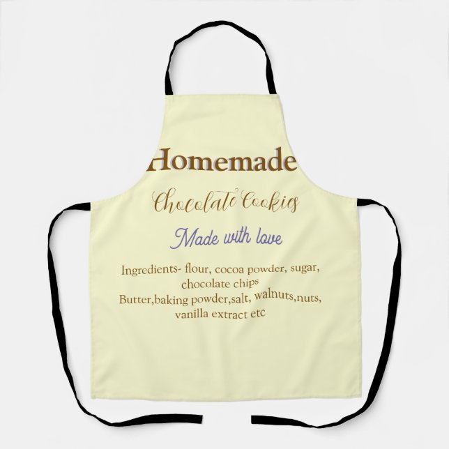Selbstgemachte Schokoladenkekse mit Liebe hergeste Schürze (Vorderseite)