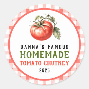 Selbstgemachte Tomaten-Chutney mit rotem Tomatenfa Runder Aufkleber