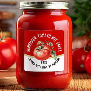 Selbstgemachte Tomaten-Hot-Salsa mit roten Tomaten Quadratischer Aufkleber