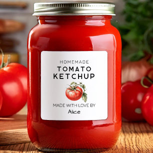 Selbstgemachte Tomaten-Ketchup-Etikette Quadratischer Aufkleber