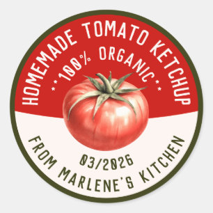 Selbstgemachte Tomatenketchup mit zwei Farben Runder Aufkleber
