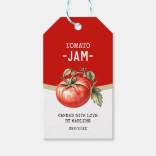 Selbstgemachte Tomatenmarmelade mit roter Tomate Geschenkanhänger