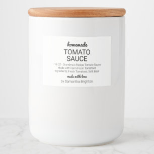 Selbstgemachte Tomatensauce Individuelle Küchenvor Lebensmitteletikett