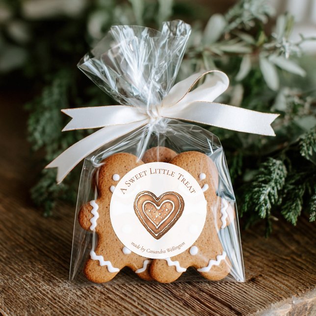 Selbstgemachte Weihnachtsback-Geschenke  Runder Aufkleber (Gingerbread Heart Cookie Gift Sticker)