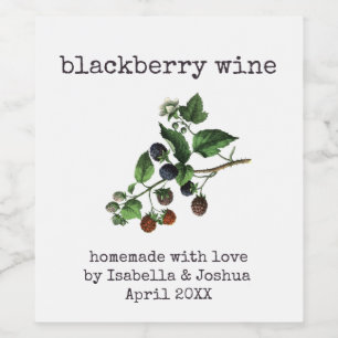 Selbstgemachter Brombeerwein mit Liebe Weinetikett
