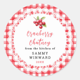 Selbstgemachter Cranberry-Chutney-Glas-Etikett Runder Aufkleber