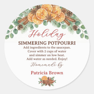 Selbstgemachter Holiday Simmering Potpourri Rezept Runder Aufkleber