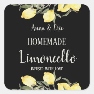 Selbstgemachter Limoncello Elegante Moderne Hochze Quadratischer Aufkleber