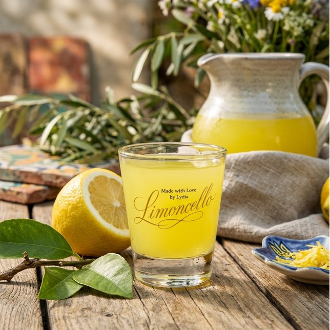 Selbstgemachter Limoncello personalisierter Shot-G Schnapsglas (Von Creator hochgeladen)