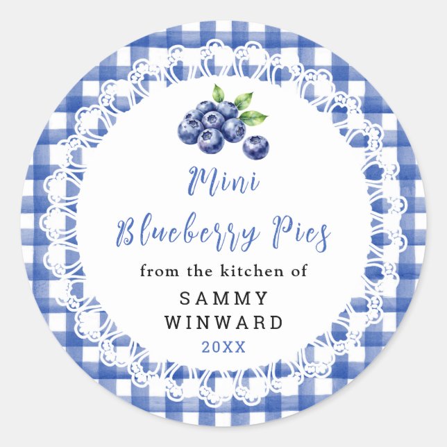 Selbstgemachter Mini Blaubeerkuchen Aufkleber (Vorderseite)