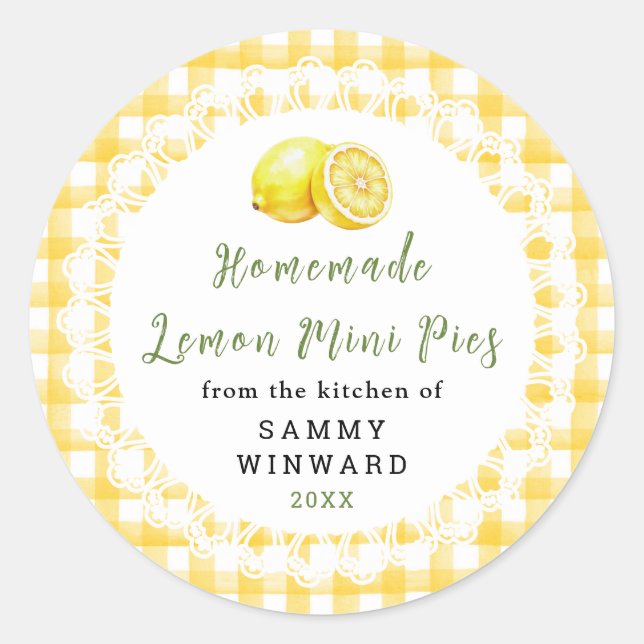 Selbstgemachter Mini-Limonen-Pie-Etikett Runder Aufkleber (Vorderseite)
