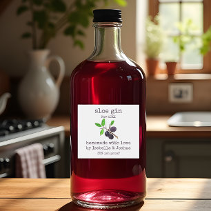 Selbstgemachter Schlehen-Gin-Etikett mit Liebe Alkoholflaschenetikett