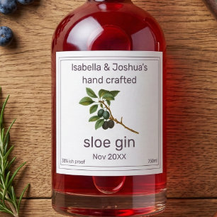 Selbstgemachter Sloe Gin Label mit Liebe Alkoholflaschenetikett