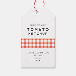 Selbstgemachter Tomaten-Ketchup mit Karomuster Geschenkanhänger