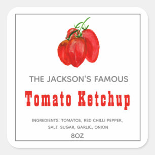 Selbstgemachter Tomatenketchup Sauce Etikett Quadratischer Aufkleber