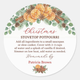 Selbstgemachter Weihnachts-Stovetop-Potpourri-Reze Runder Aufkleber