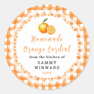 Selbstgemachtes Orangen-Cordial-Flaschenetikett Runder Aufkleber