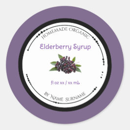 Selbstgemachtes organisches Holunderbeer-Syrup-Eti Runder Aufkleber