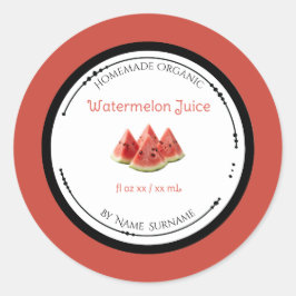 Selbstgemachtes organisches Wassermelonen-Saftetik Runder Aufkleber