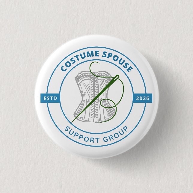 Selbsthilfegruppe für Kostüm-Ehepartner Button (Vorderseite)