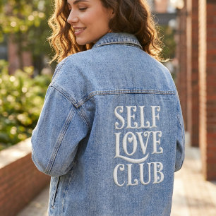 Selbstliebe Club - Retro Groovy Typografie Ästheti Jeansjacke