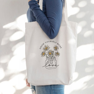 Selbstliebe Gänseblümchen Wildblume Tragetasche