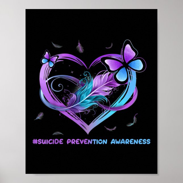 Selbstmord Bewusstsein Wings Angel Ribbon, Suizid Poster (Vorne)