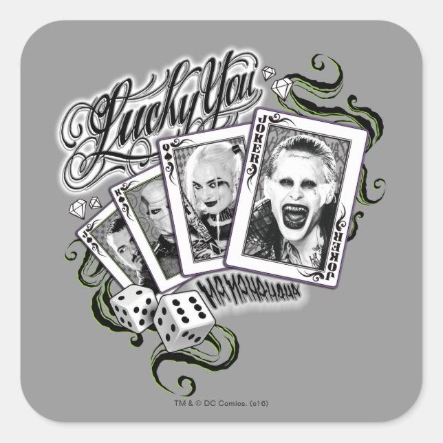 Selbstmord-Gruppe | "glücklich Sie" Spielkarten Quadratischer Aufkleber (Vorderseite)
