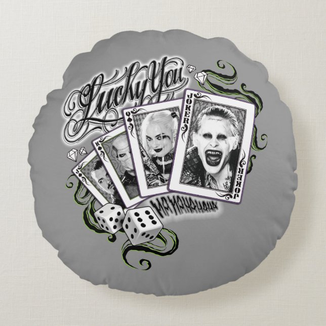 Selbstmord-Gruppe | "glücklich Sie" Spielkarten Rundes Kissen (Vorderseite)