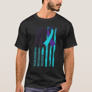 Selbstmordbewusstsein Amerikanische Flagge Ribbon T-Shirt