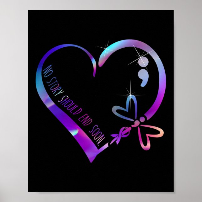 Selbstmordbewusstsein Ribbon Mental Health Positiv Poster (Vorne)