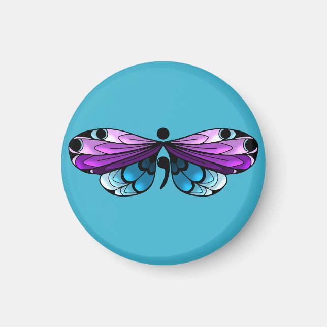 Selbstmordbewusstsein Schmetterling Semi-Colon Mag Magnet (Vorne)