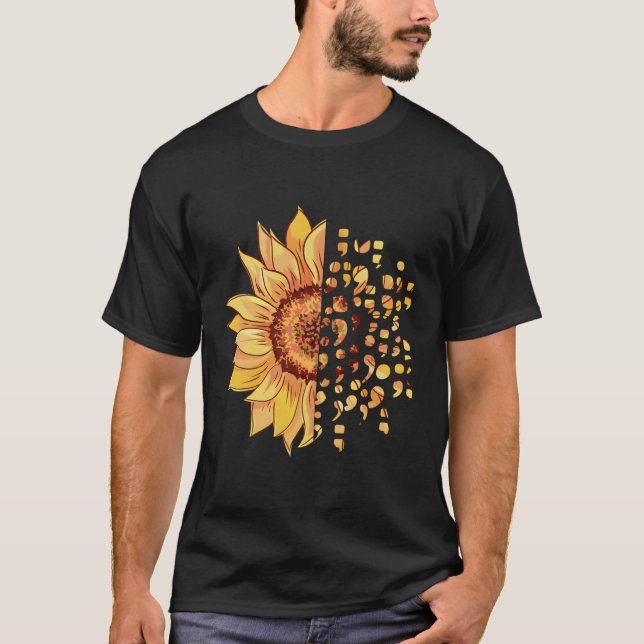 Selbstmordbewusstsein Semikolon Depression Tal Ges T-Shirt (Vorderseite)