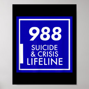 Selbstmordbewusstsein - Shirt 988 - Suizidpräventi Poster