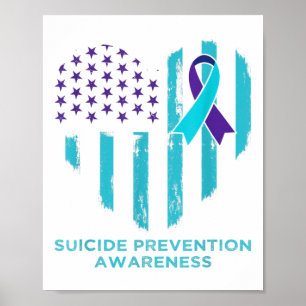 Selbstmordbewusstsein Shirt American Flag Ribbon M Poster