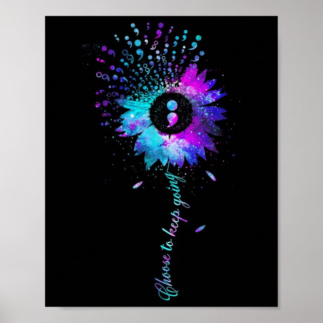 Selbstmordbewusstsein Sonnenblume Semicolon Aquama Poster (Vorne)