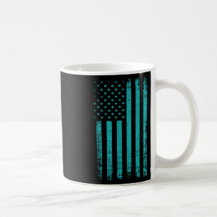 Selbstmordbewusstsein US-Flagge Aquamarinen Lila A Kaffeetasse