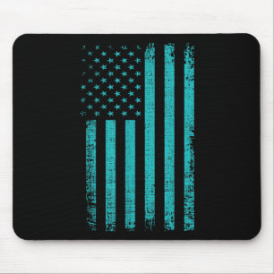 Selbstmordbewusstsein US-Flagge Aquamarinen Lila A Mousepad