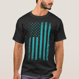 Selbstmordbewusstsein US-Flagge Aquamarinen Lila A T-Shirt