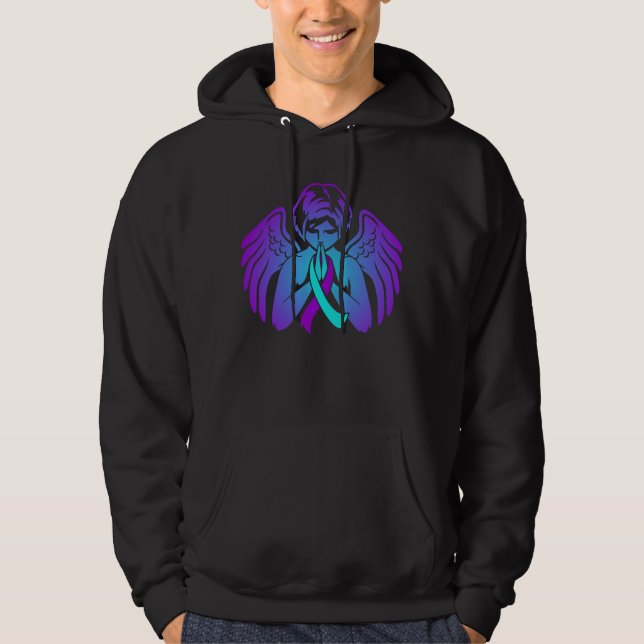 Selbstmordbewusstsein Wings Angel Ribbon Happy Sup Hoodie (Vorderseite)