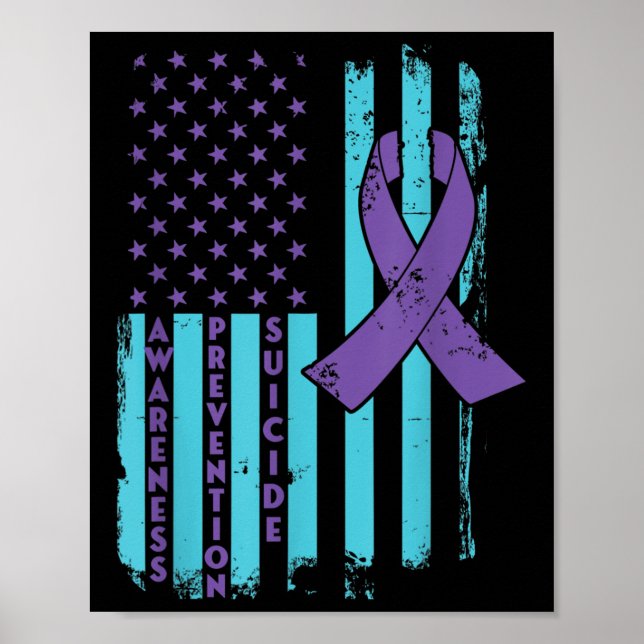 Selbstmordpräventions-Bewusstseins-Schleife USA Am Poster (Vorne)
