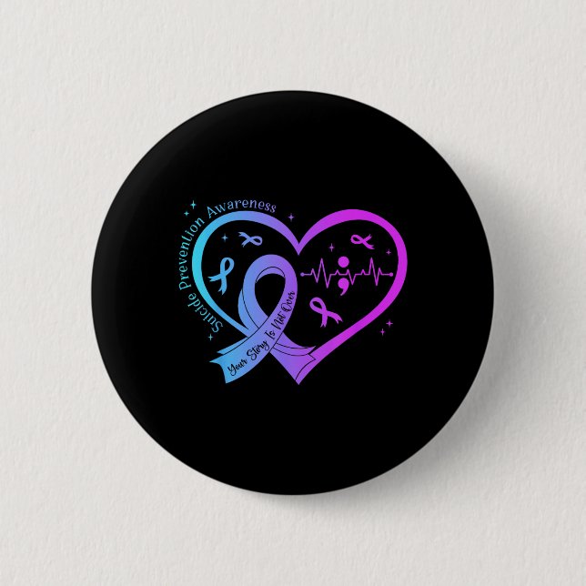 Selbstmordpräventions-Bewusstseinsmonat Herz Türki Button (Vorderseite)