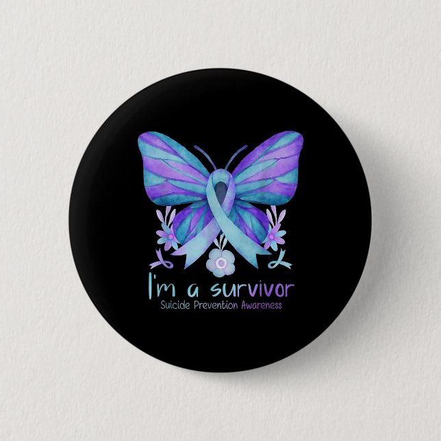 Selbstmordpräventions-Woche Schmetterling Ich bin  Button (Vorderseite)