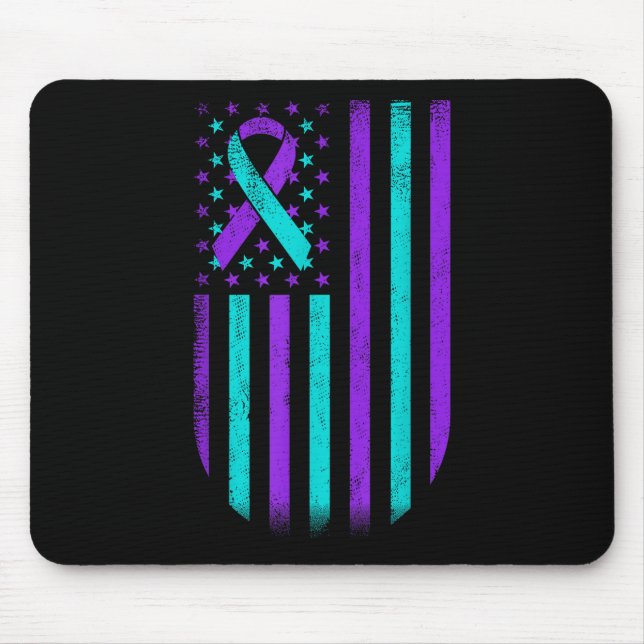 Selbstmordpräventionsbewusstsein Amerikanische Fla Mousepad (Vorne)