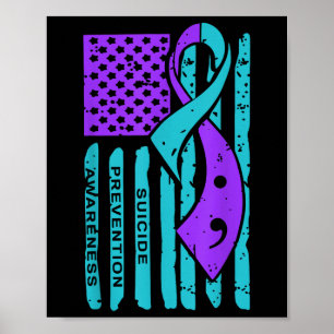 Selbstmordpräventionsbewusstsein Amerikanische Fla Poster