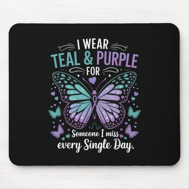 Selbstmordpräventionsbewusstsein Ich trage Türkis  Mousepad (Vorne)